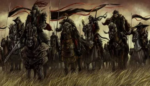 A dark fantasy illustration for Glen Cook and The Black Company