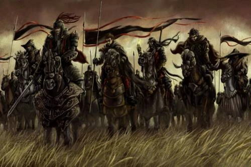 A dark fantasy illustration for Glen Cook and The Black Company