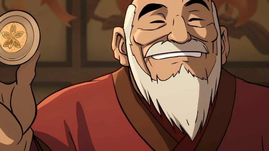 Iroh holding up a Pai Sho tile, used as a metaphor for choosing sides during git merges and rebases.